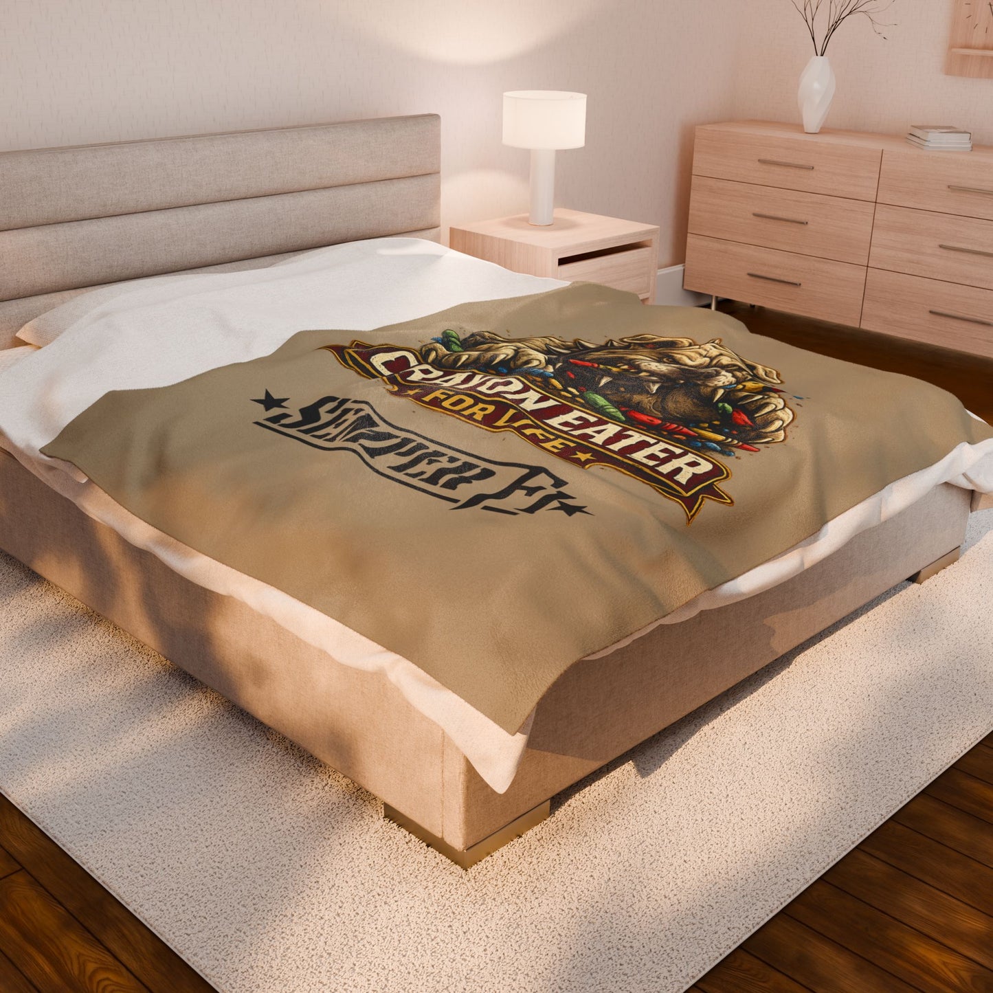 Desert Tan Devil Dog Fleece Blanket