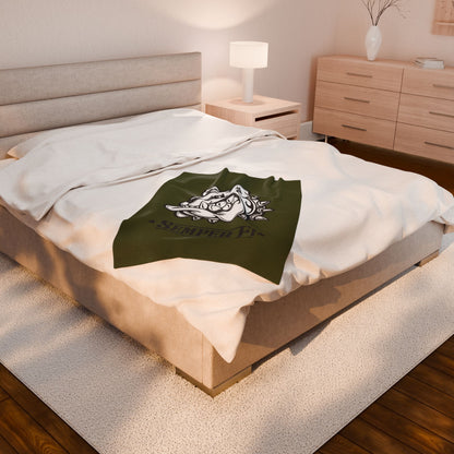 Devil Dog Fleece Blanket — Bulldog OD Green Military Humor