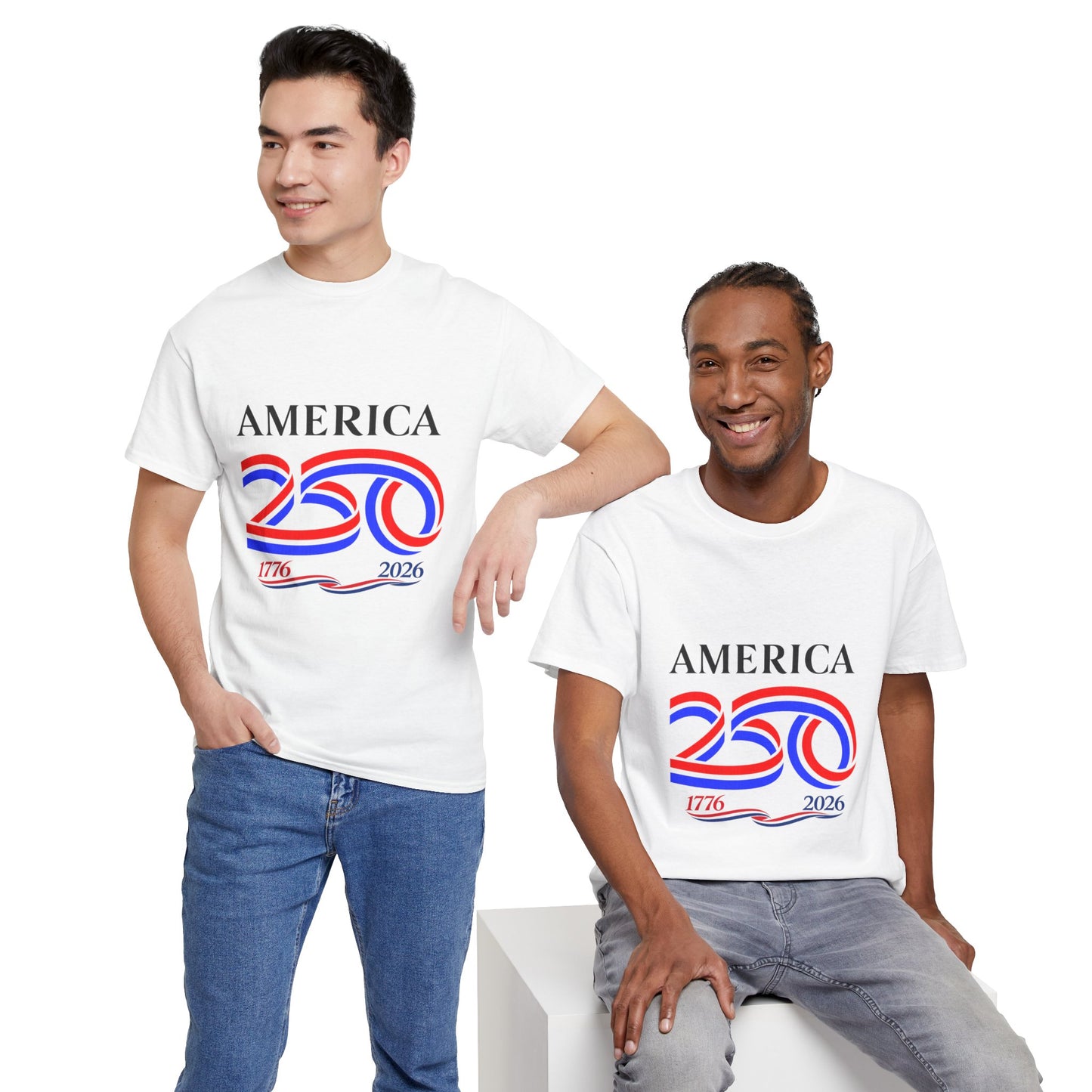America 250 Anniversary Tee over ‘1776–2026' Patriotic Chest Print - 250th Limited Series