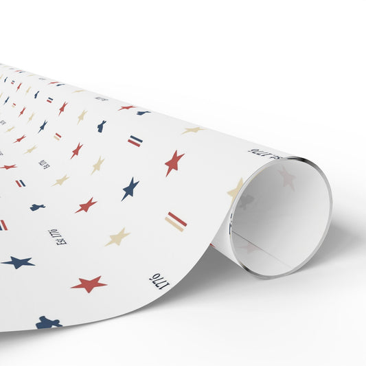 Patriotic Star & Stripe Wrapping Paper — Red White Blue Gift Wrap for Veterans Day, 4th of July, Memorial Gifts