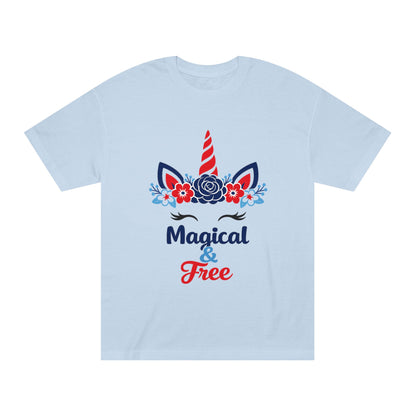 Magical & Free Unicorn Tee — Whimsical Floral Graphic