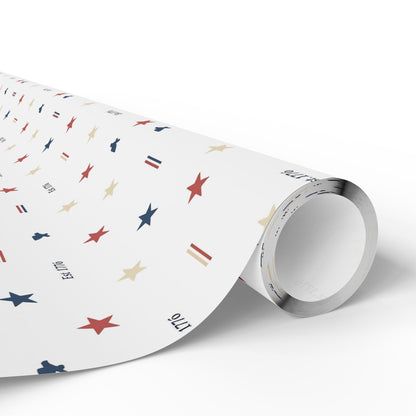 Patriotic Star & Stripe Wrapping Paper — Red White Blue Gift Wrap for Veterans Day, 4th of July, Memorial Gifts