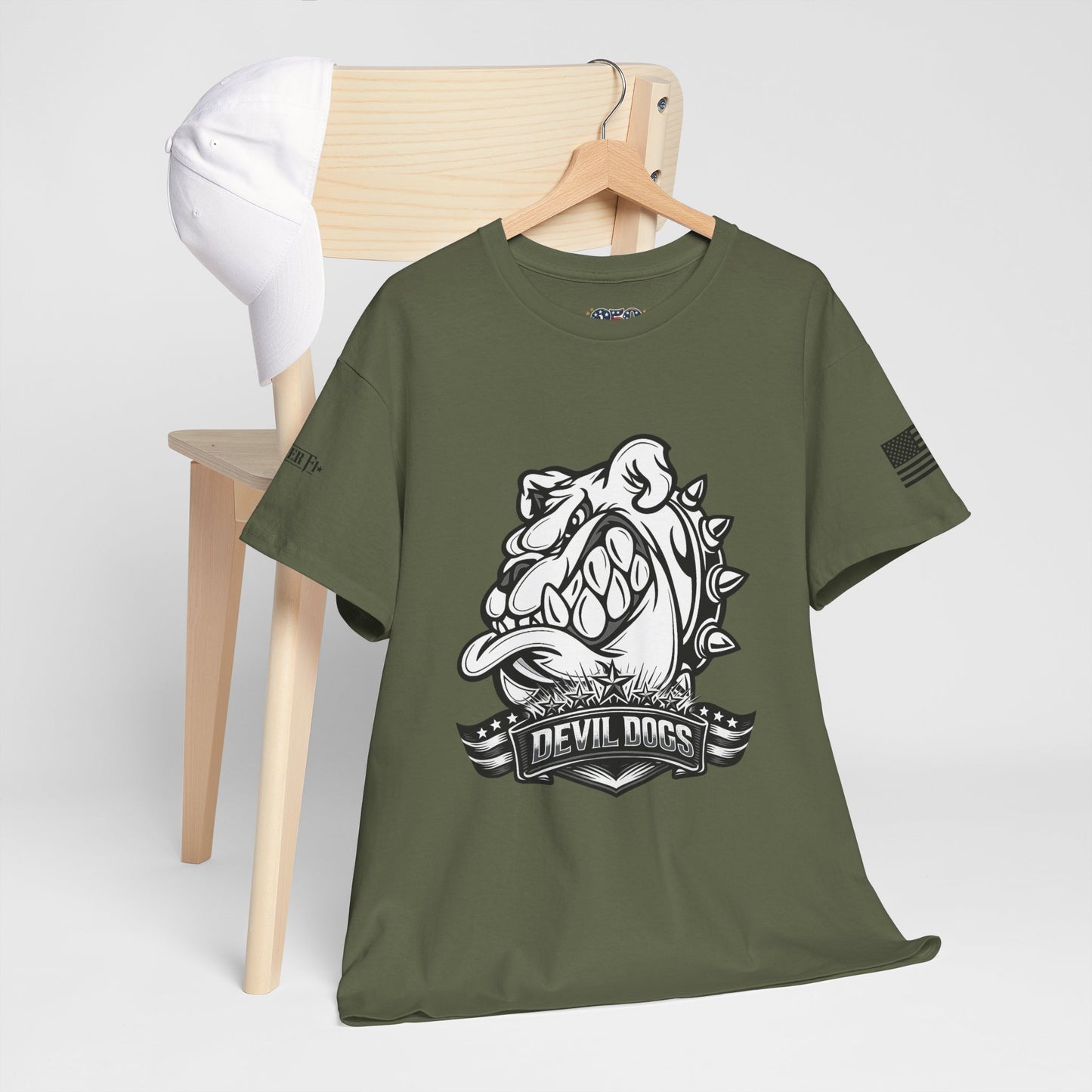 Devil Dog Bulldog Tee — 'Doesn’t Bark, It Bites' Heavyweight Cotton Shirt