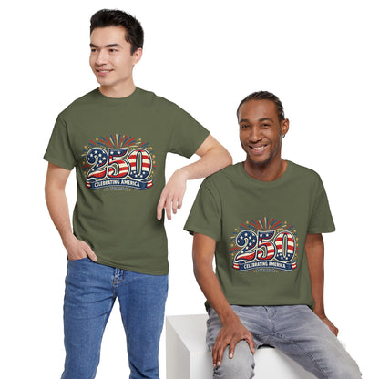 America 250 Patriotic T-Shirt — 250 Red White & Blue Celebration Tee