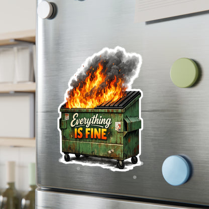 Dumpster Fire Sticker - "Everything Is Fine" Kiss-Cut Vinyl Decal