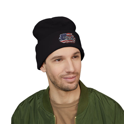 Embroidered American Flag Beanie - Classic Cuffed Beanie — Warm Hypoallergenic Winter Hat