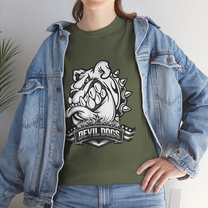 Devil Dog Bulldog Tee — 'Doesn’t Bark, It Bites' Heavyweight Cotton Shirt