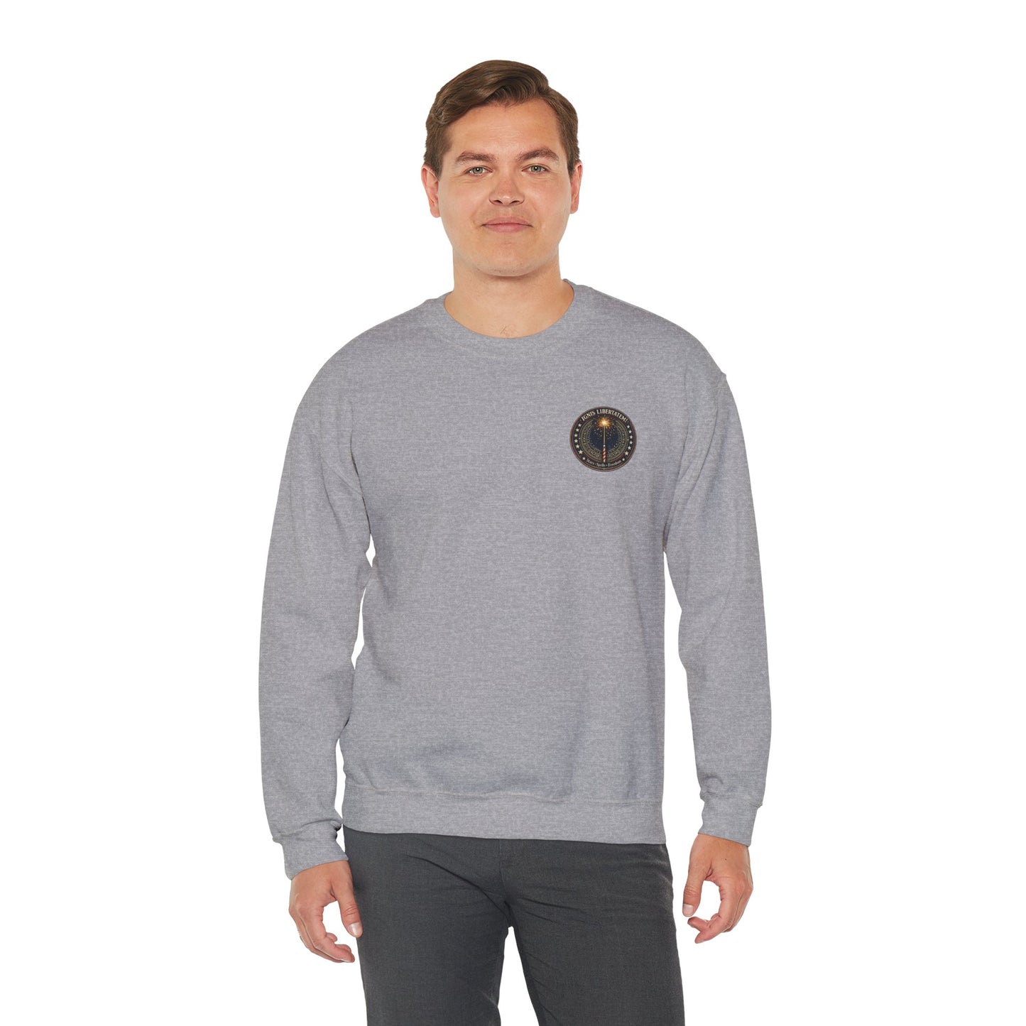Patriotic Wizard and wizarding Crewneck Sweatshirt — "Freedom Isn’t Inherited, It’s Summoned"