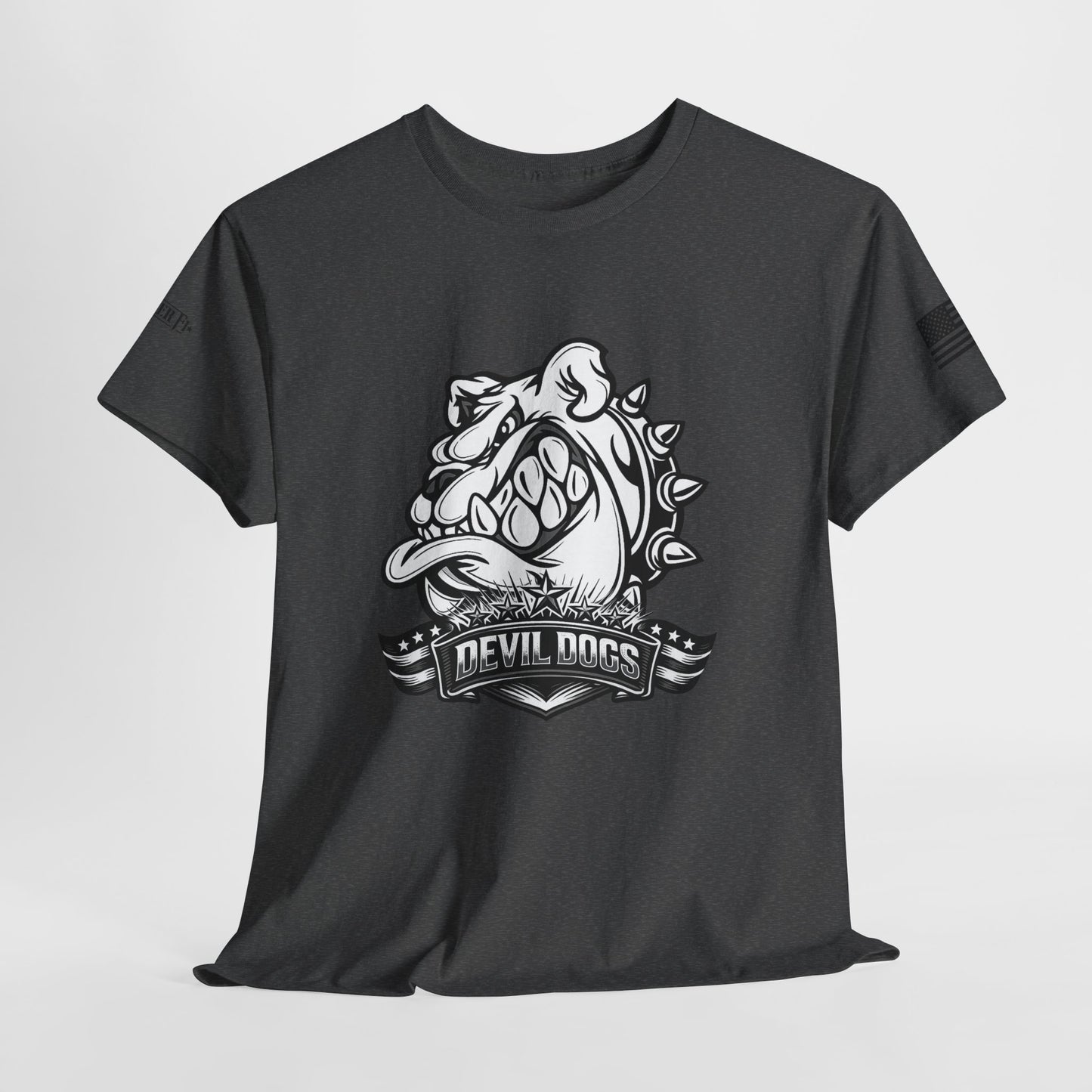 Devil Dog Bulldog Tee — 'Doesn’t Bark, It Bites' Heavyweight Cotton Shirt