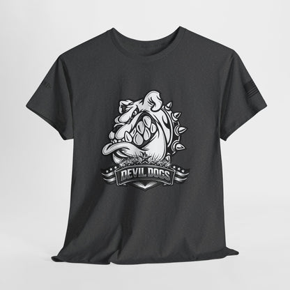 Devil Dog Bulldog Tee — 'Doesn’t Bark, It Bites' Heavyweight Cotton Shirt