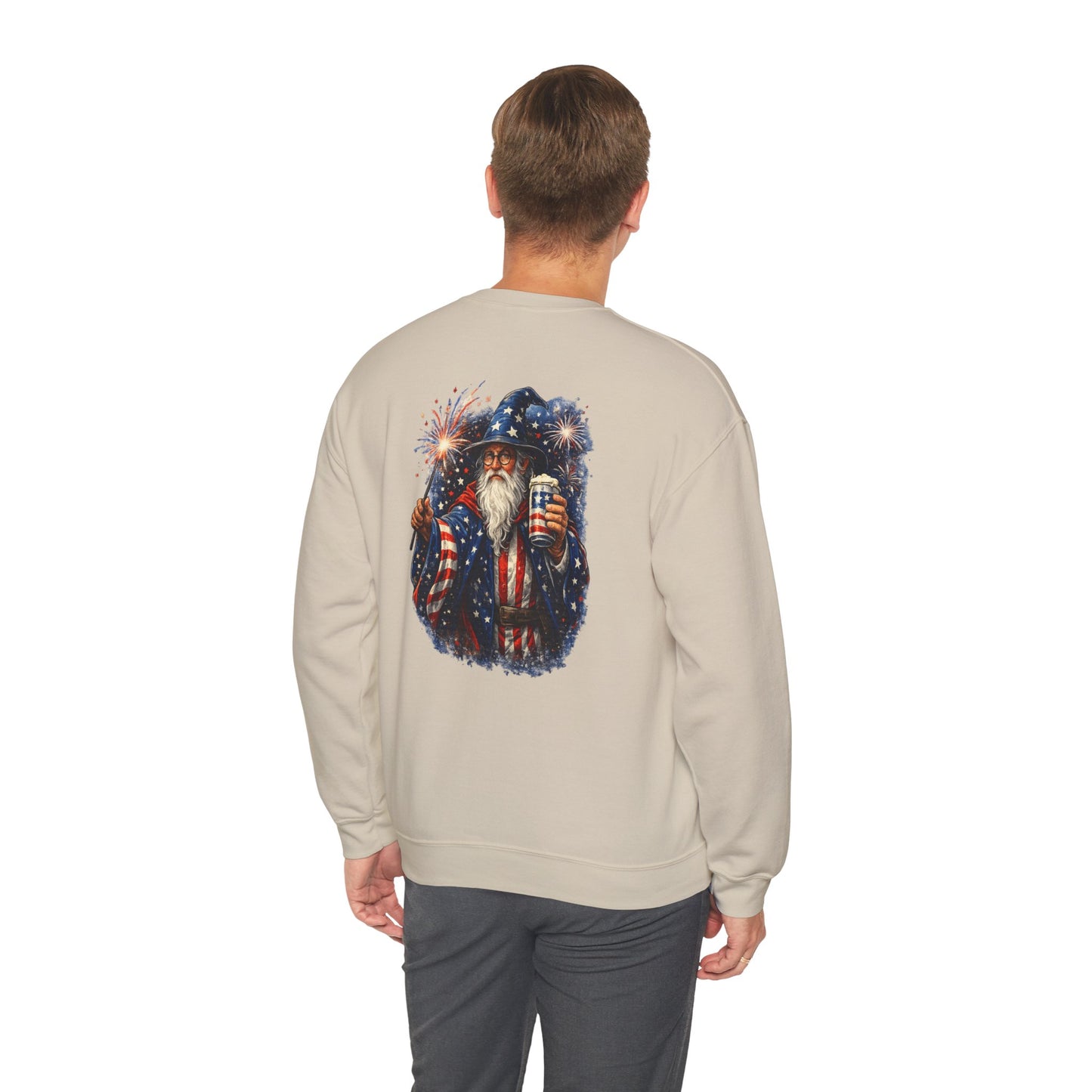 Patriotic Wizard and wizarding Crewneck Sweatshirt — "Freedom Isn’t Inherited, It’s Summoned"