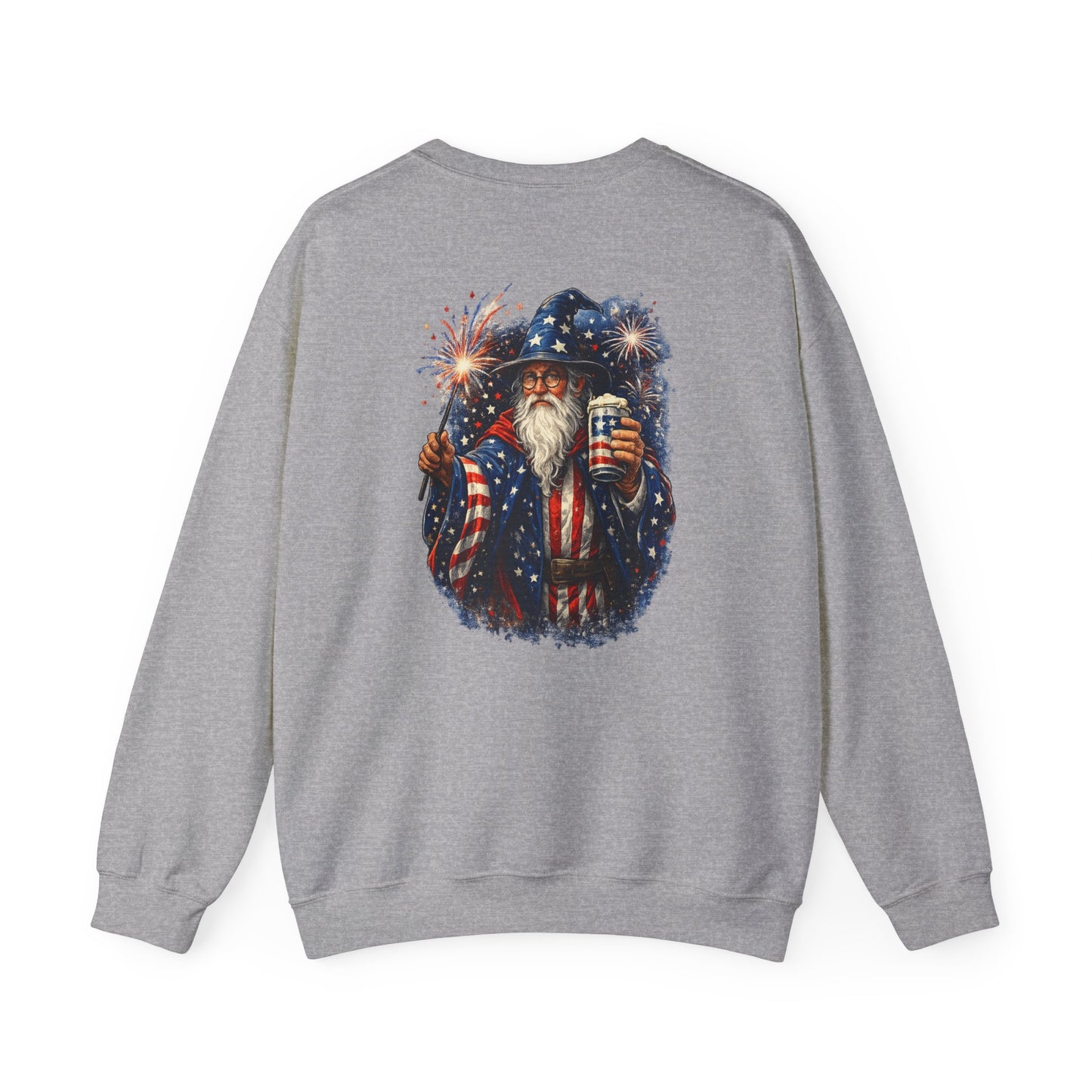 Patriotic Wizard and wizarding Crewneck Sweatshirt — "Freedom Isn’t Inherited, It’s Summoned"