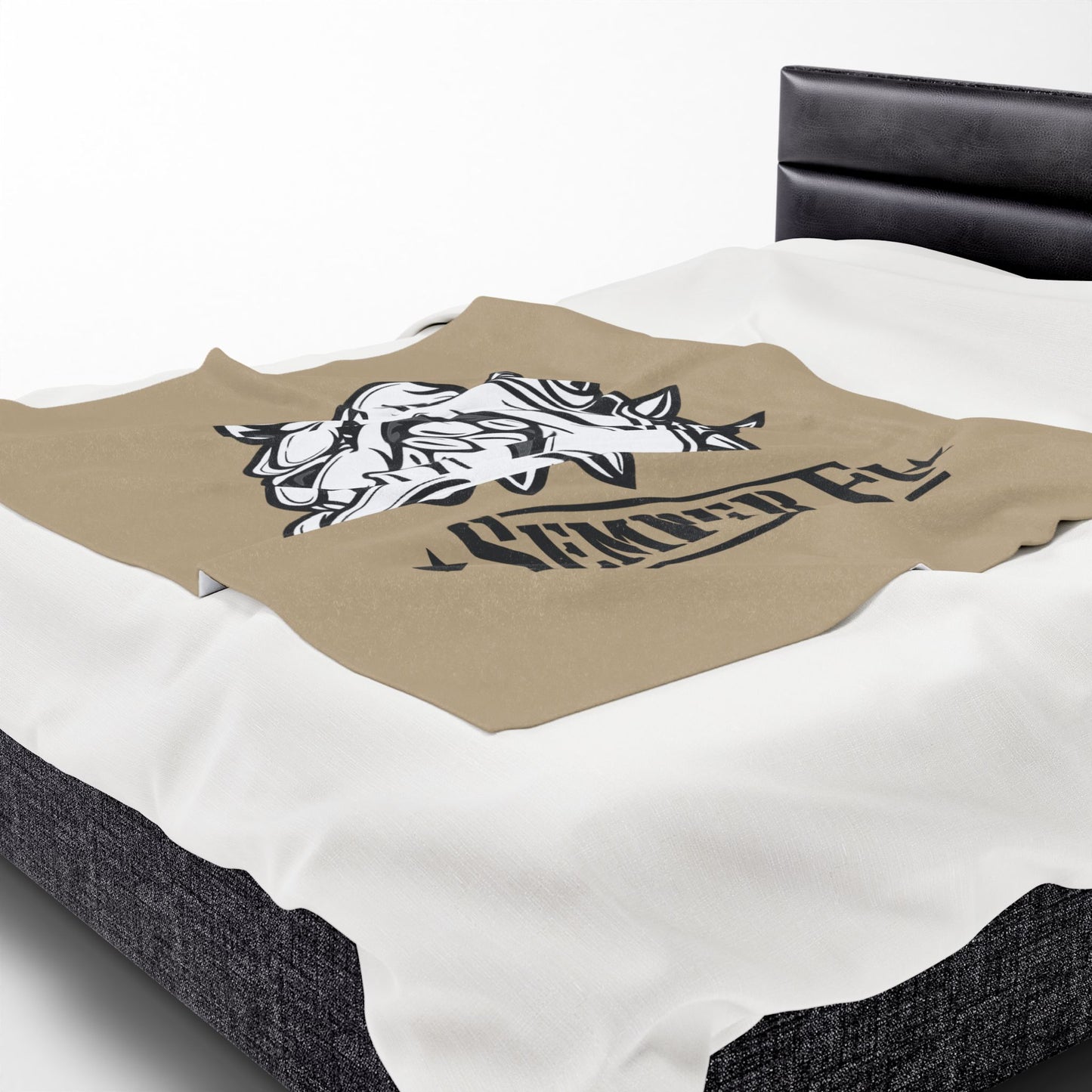 Khaki Desert Tan Devil Dog Fleece Blanket — Bulldog Military Humor