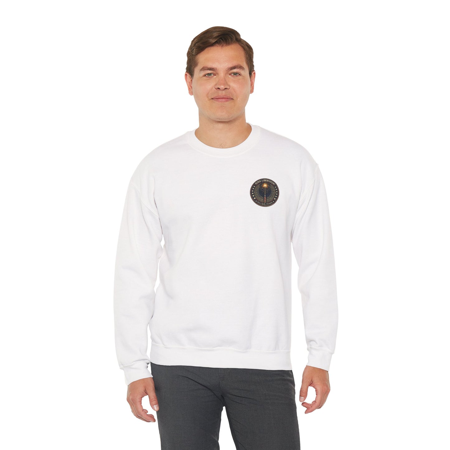Patriotic Wizard and wizarding Crewneck Sweatshirt — "Freedom Isn’t Inherited, It’s Summoned"