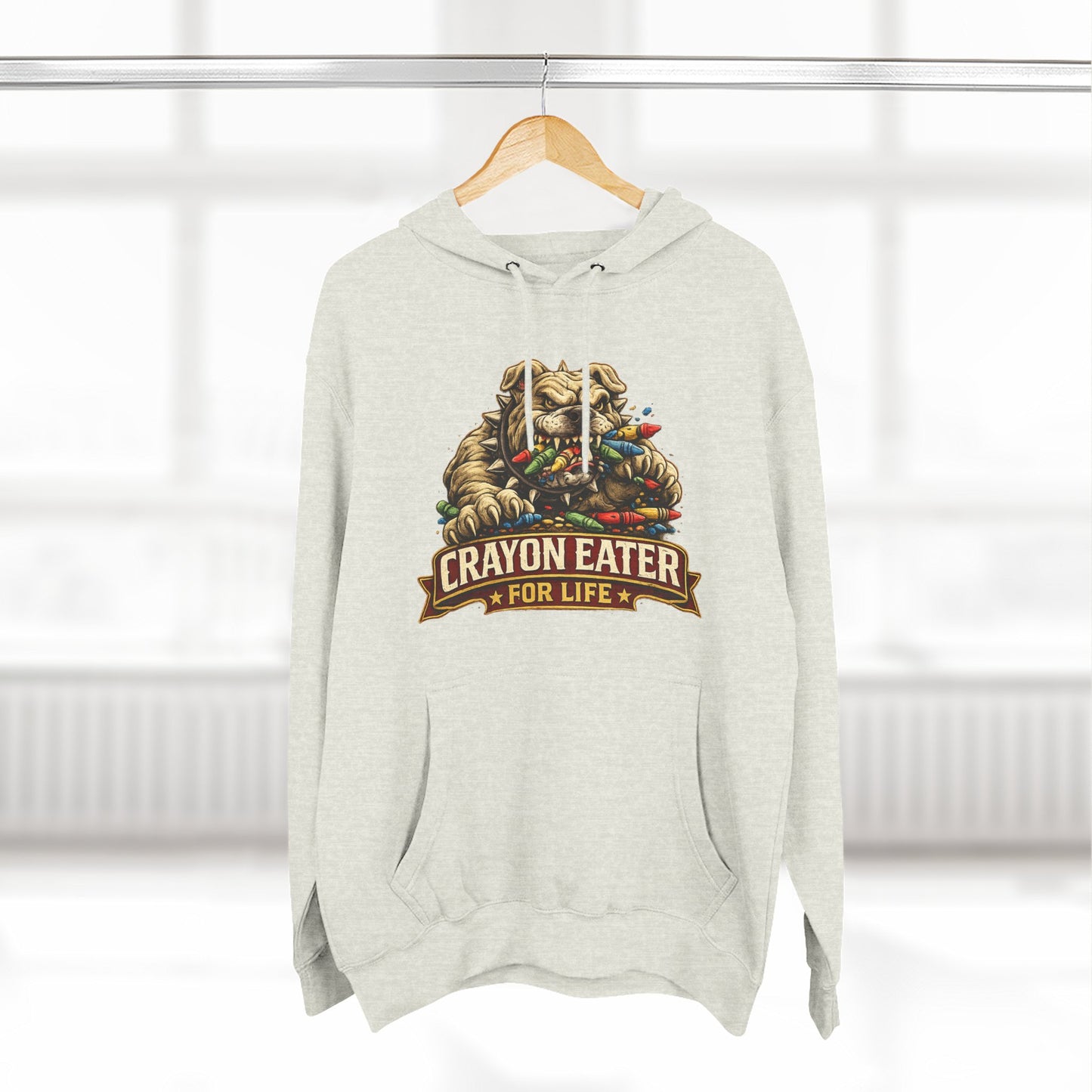 Crayon Eater for Life Bulldog Hoodie — Honor Courage Commitment Military Humor