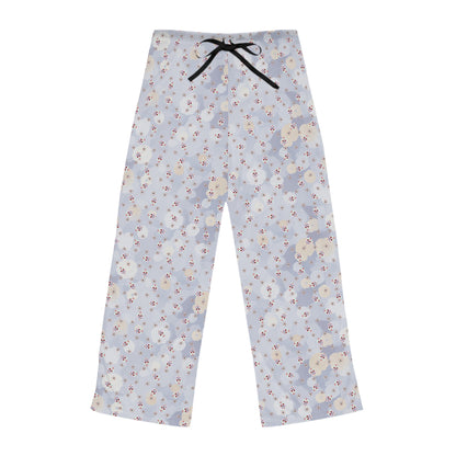Women's Floral Pajama Pants — Pale Blue Blossom Lounge Sleepwear