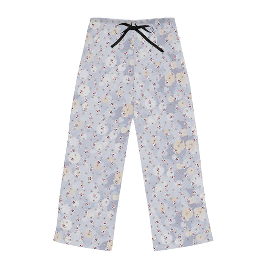 Women's Floral Pajama Pants — Pale Blue Blossom Lounge Sleepwear
