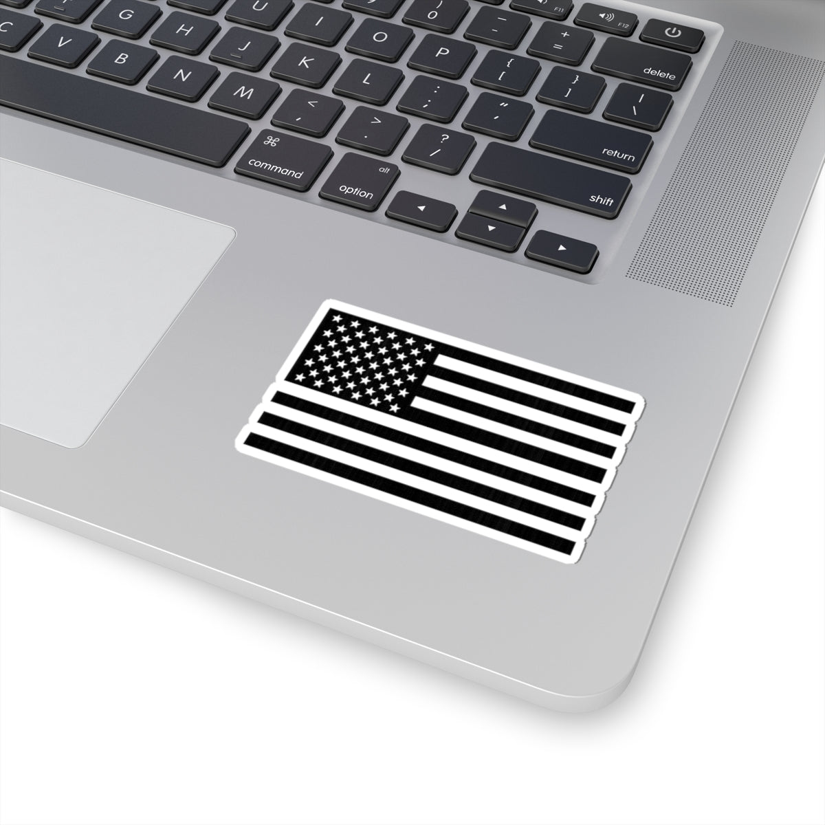 Black & White American Flag Sticker — Kiss-Cut Patriotic Decal