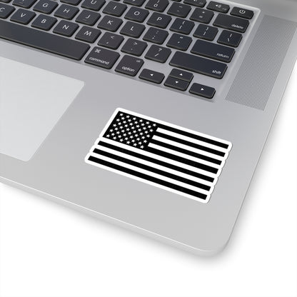 Black & White American Flag Sticker — Kiss-Cut Patriotic Decal