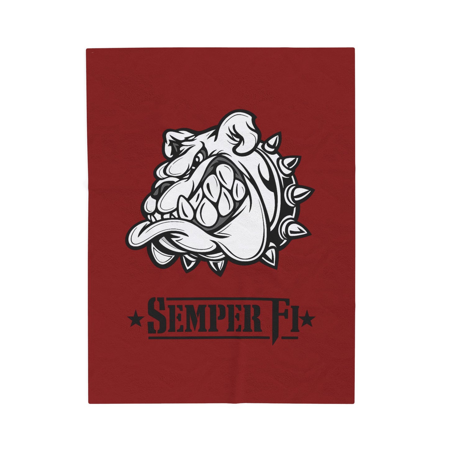 Vintage Marine Red Devil Dog Fleece Blanket — Bulldog OD Green Military Humor