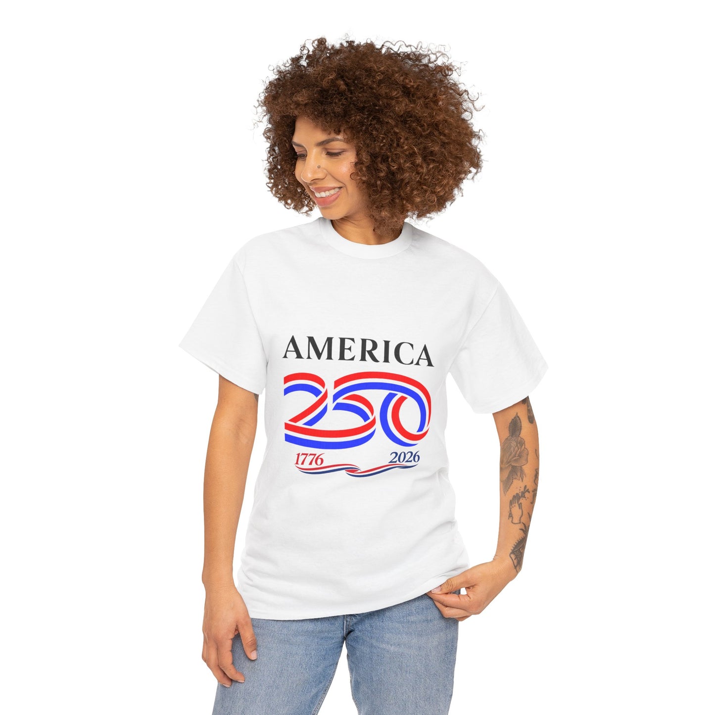 America 250 Anniversary Tee over ‘1776–2026' Patriotic Chest Print - 250th Limited Series