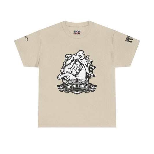 Devil Dog Bulldog Tee — 'Doesn’t Bark, It Bites' Heavyweight Cotton Shirt