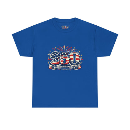 America 250 Patriotic T-Shirt — 250 Red White & Blue Celebration Tee
