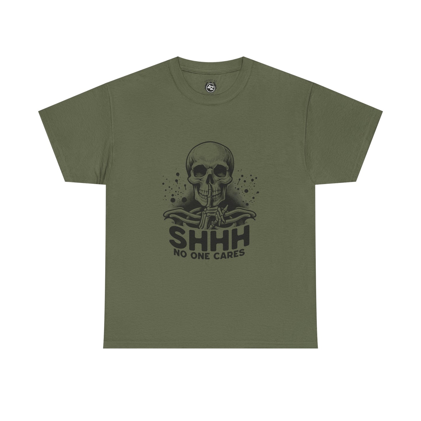 SHHH — No One Cares Skull Graphic Tee