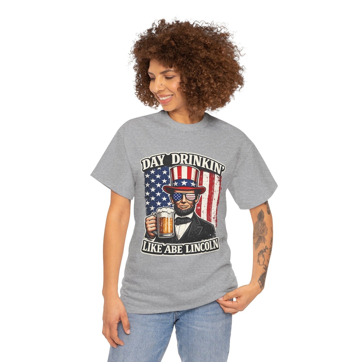 Day Drinking with Abe Lincoln Patriotic T-Shirt - 250th limited series