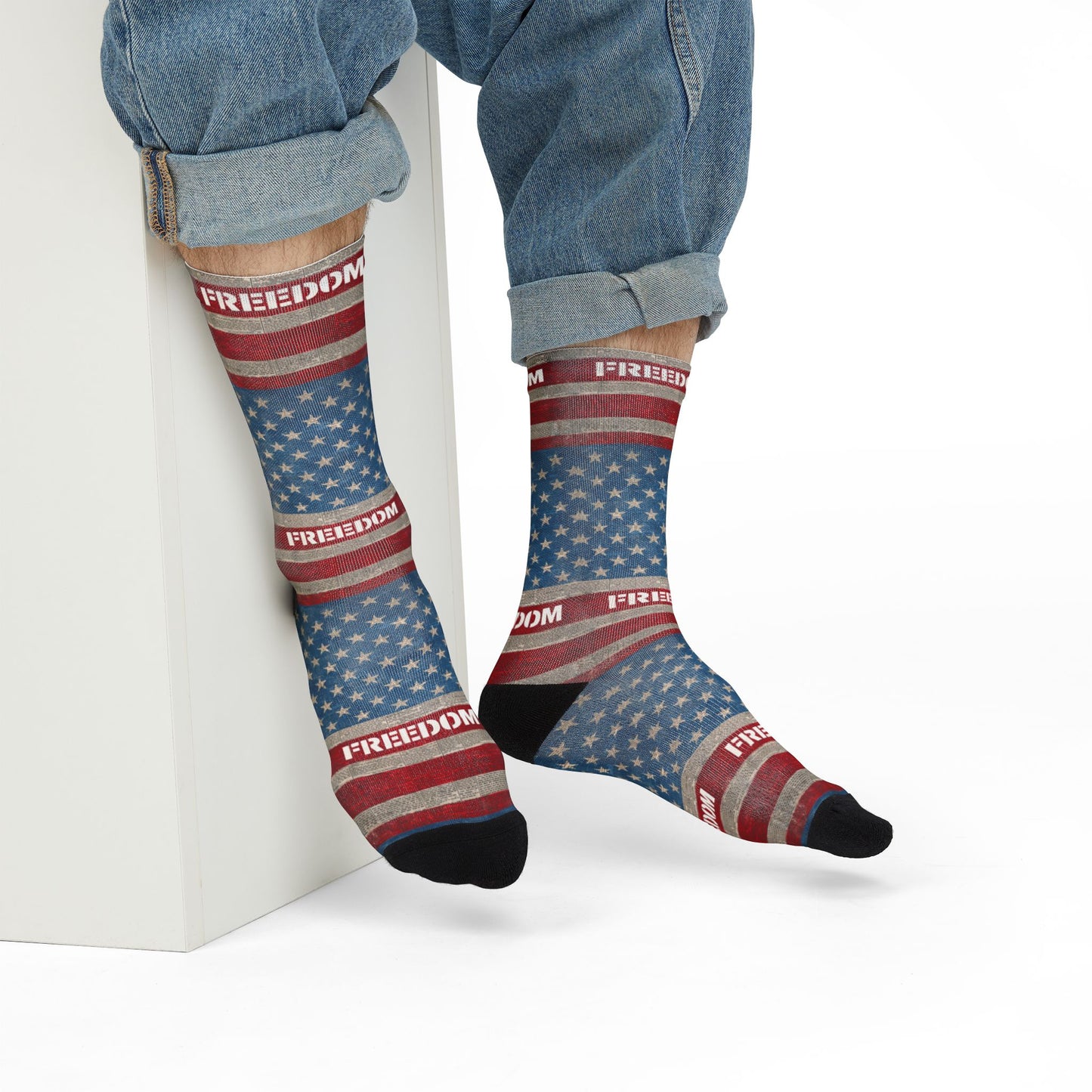 Freedom American Flag Crew Socks — Sublimation Patriotic Socks