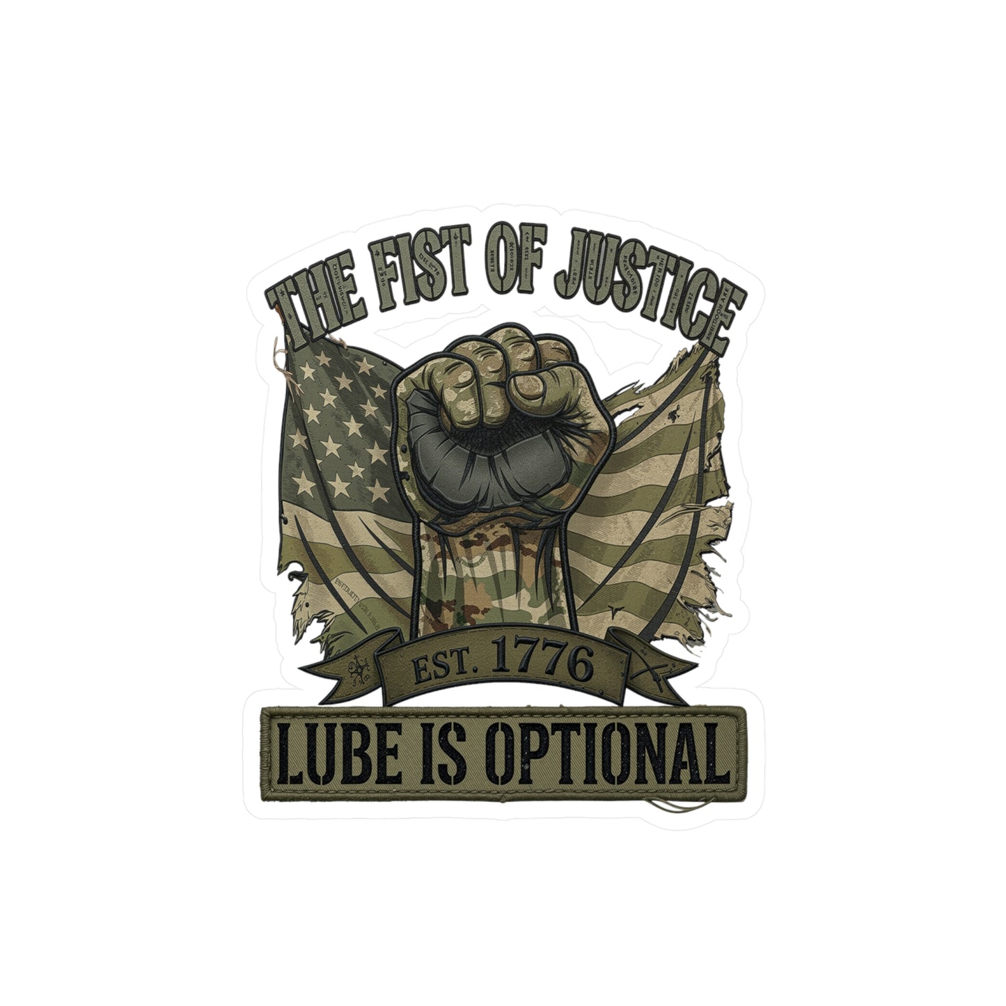 Fist of Justice Vinyl Decal — "Fist of justice - lube optional" Sticker