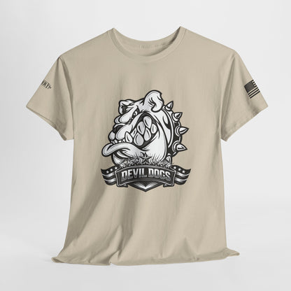 Devil Dog Bulldog Tee — 'Doesn’t Bark, It Bites' Heavyweight Cotton Shirt