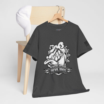 Devil Dog Bulldog Tee — 'Doesn’t Bark, It Bites' Heavyweight Cotton Shirt