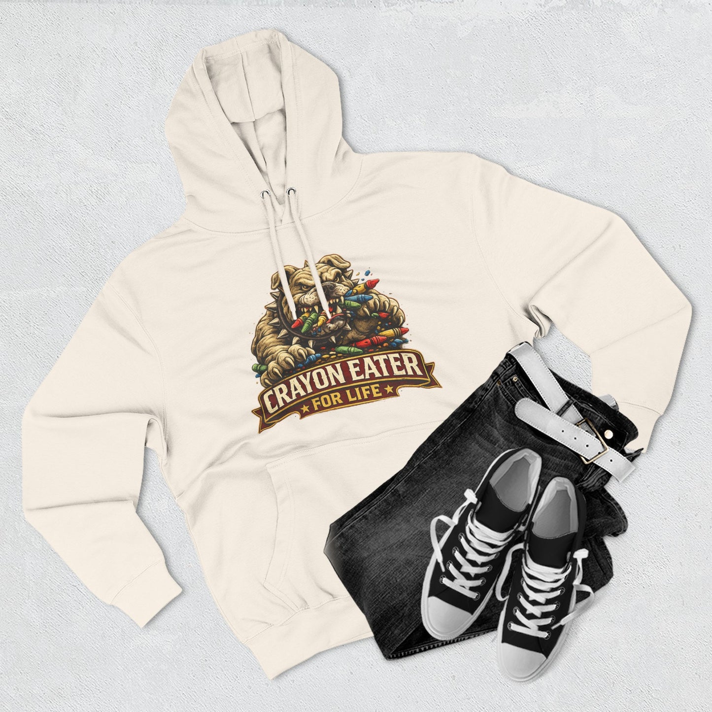 Crayon Eater for Life Bulldog Hoodie — Honor Courage Commitment Military Humor