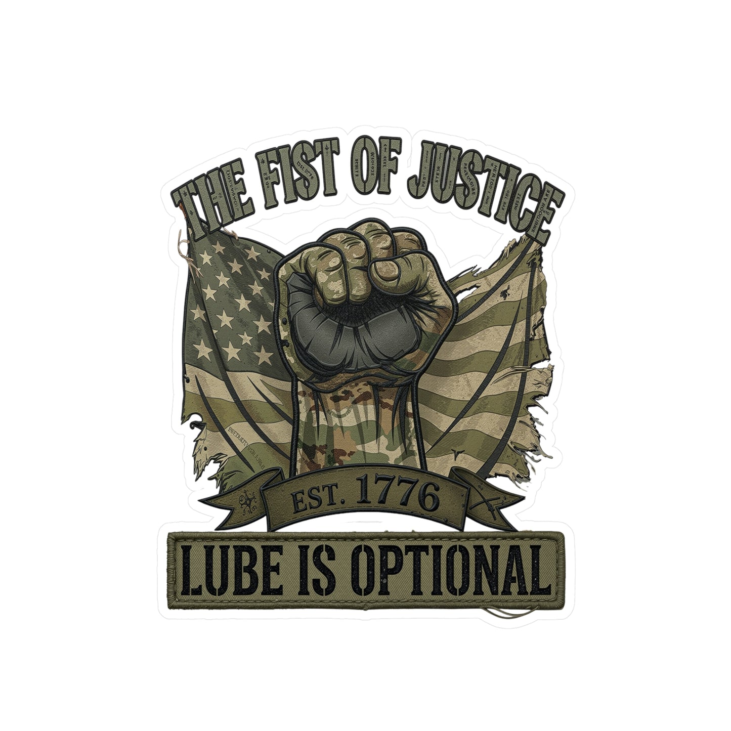 Fist of Justice Vinyl Decal — "Fist of justice - lube optional" Sticker