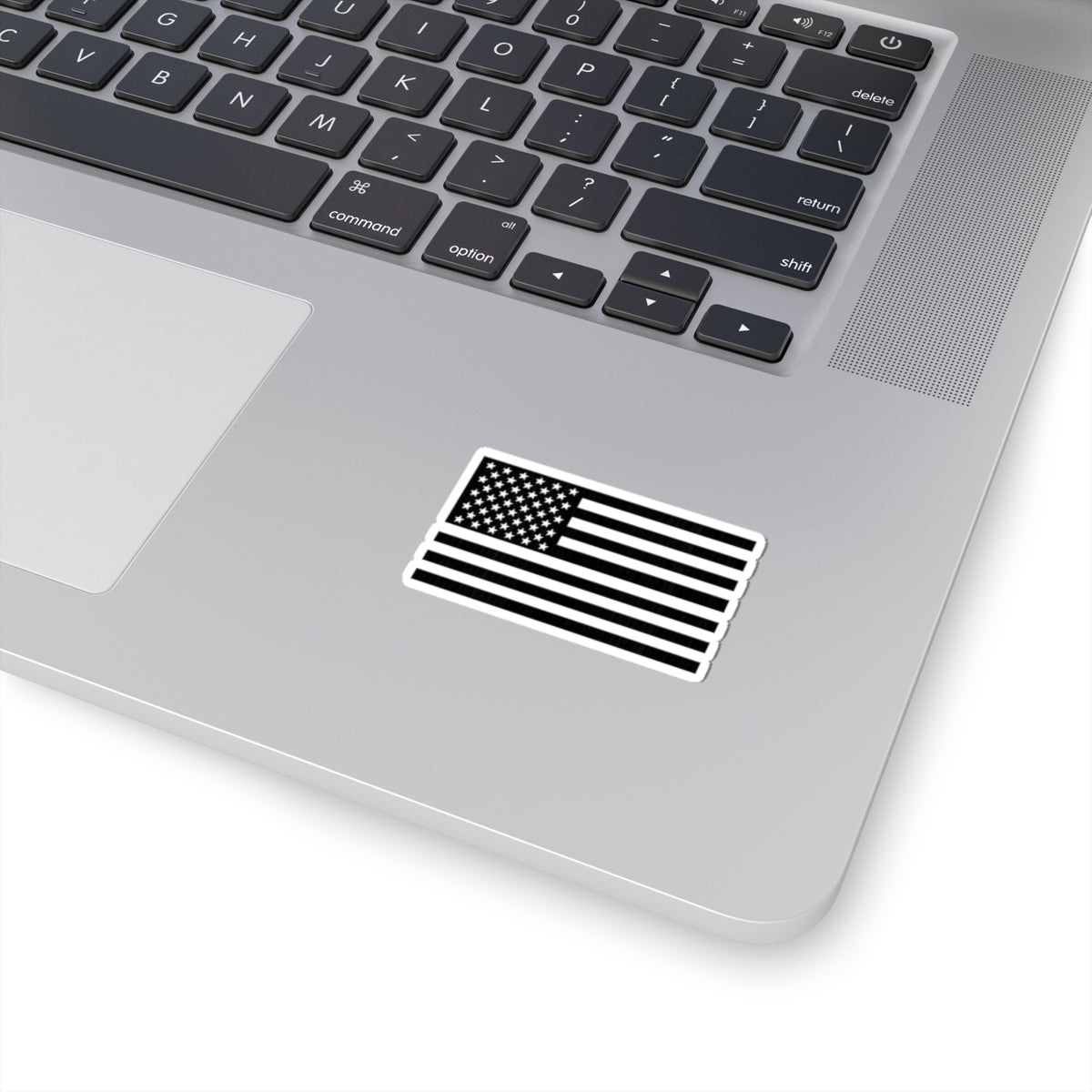 Black & White American Flag Sticker — Kiss-Cut Patriotic Decal