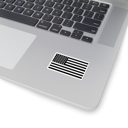 Black & White American Flag Sticker — Kiss-Cut Patriotic Decal