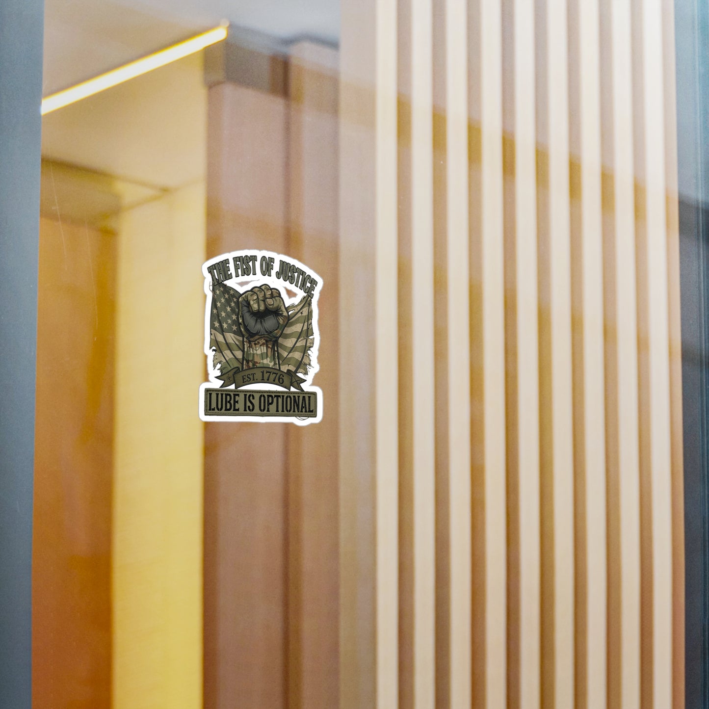 Fist of Justice Vinyl Decal — "Fist of justice - lube optional" Sticker