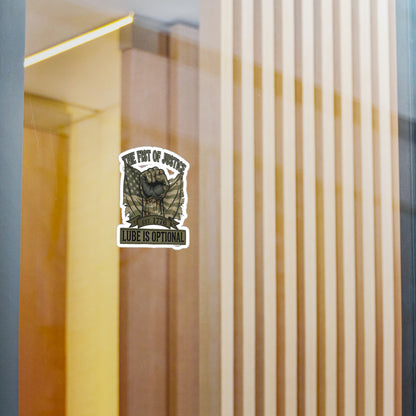 Fist of Justice Vinyl Decal — "Fist of justice - lube optional" Sticker
