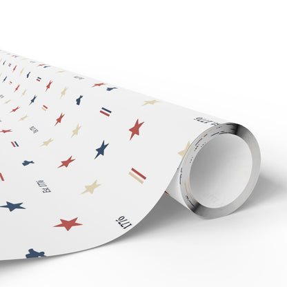 Patriotic Star & Stripe Wrapping Paper — Red White Blue Gift Wrap for Veterans Day, 4th of July, Memorial Gifts
