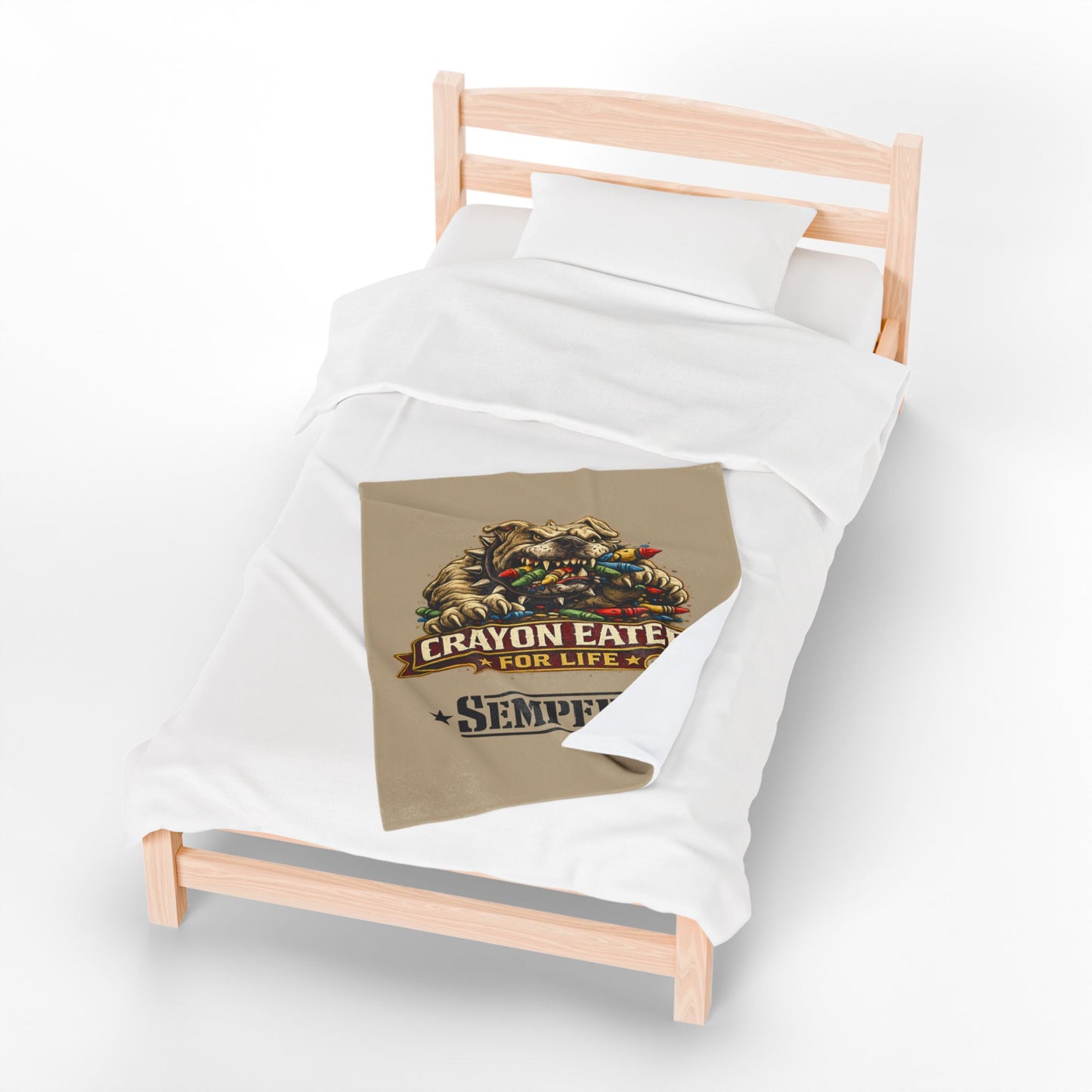 Desert Tan Devil Dog Fleece Blanket