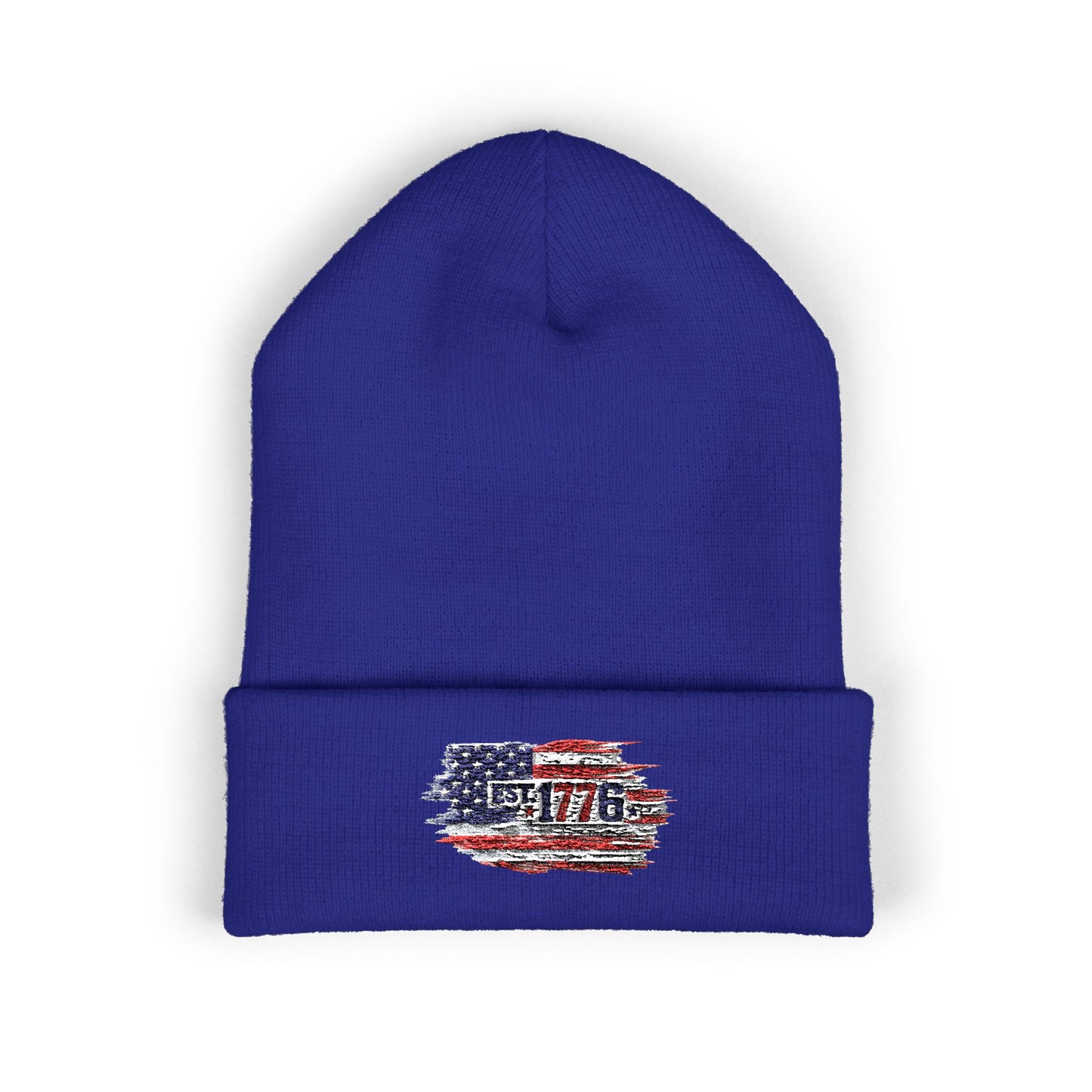 Embroidered American Flag Beanie - Classic Cuffed Beanie — Warm Hypoallergenic Winter Hat