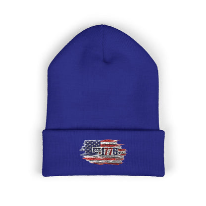 Embroidered American Flag Beanie - Classic Cuffed Beanie — Warm Hypoallergenic Winter Hat