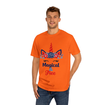 Magical & Free Unicorn Tee — Whimsical Floral Graphic