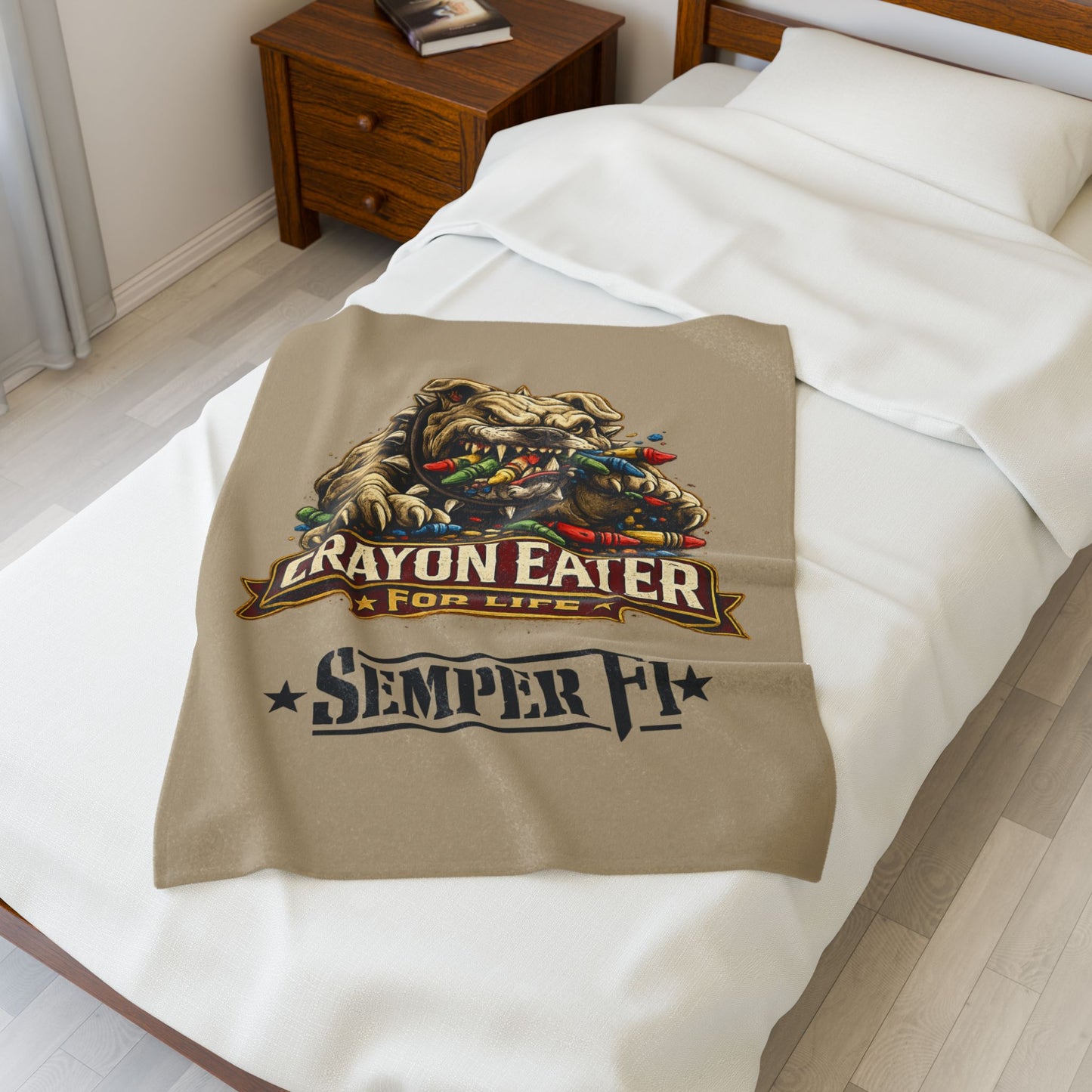 Desert Tan Devil Dog Fleece Blanket