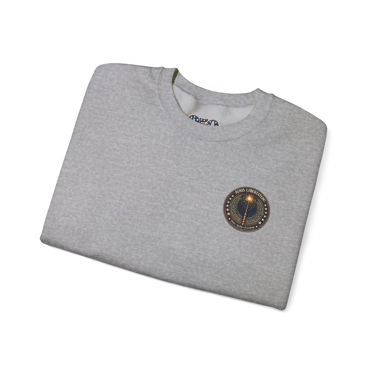 Patriotic Wizard and wizarding Crewneck Sweatshirt — "Freedom Isn’t Inherited, It’s Summoned"