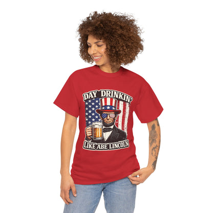 Day Drinking with Abe Lincoln Patriotic T-Shirt - 250th limited series