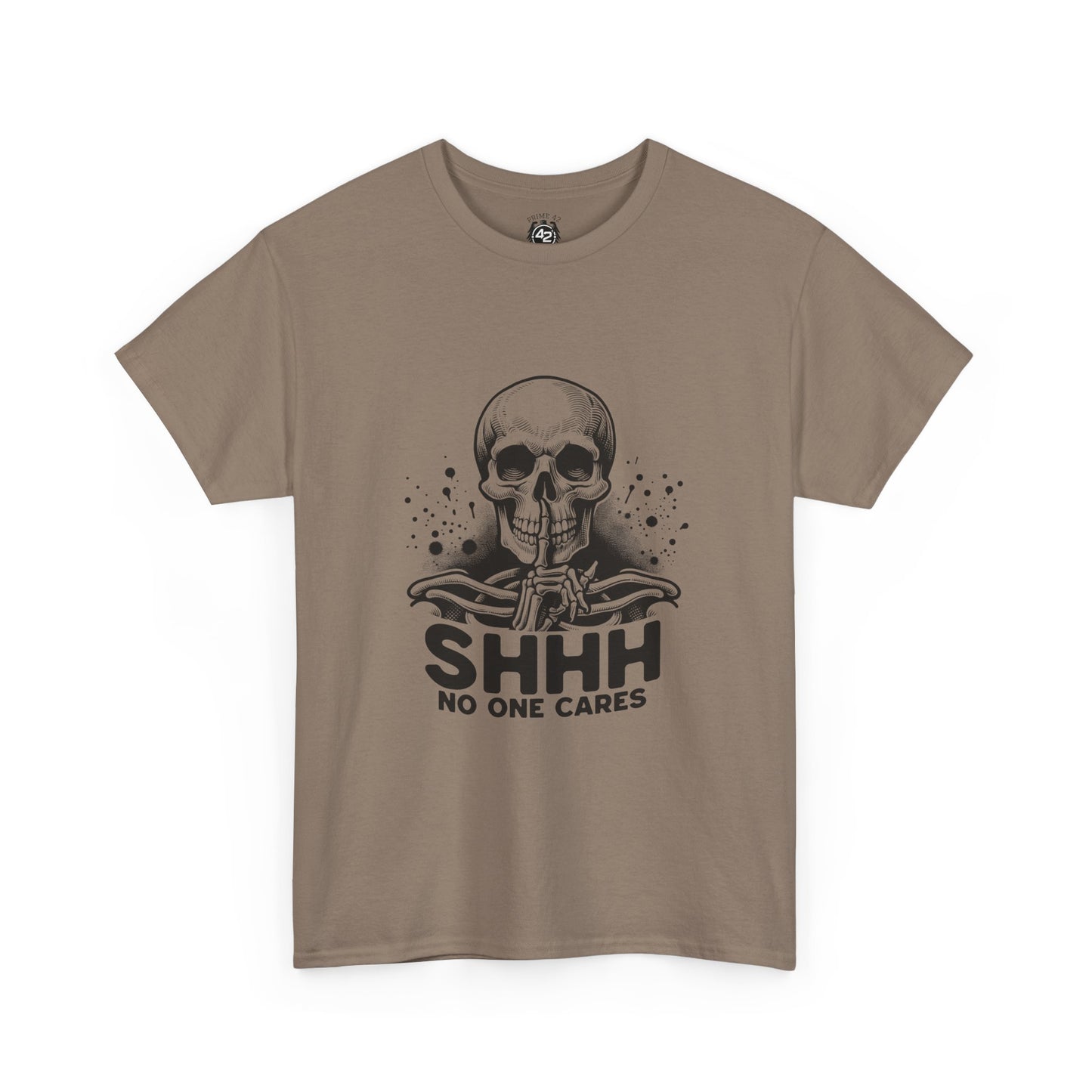 SHHH — No One Cares Skull Graphic Tee