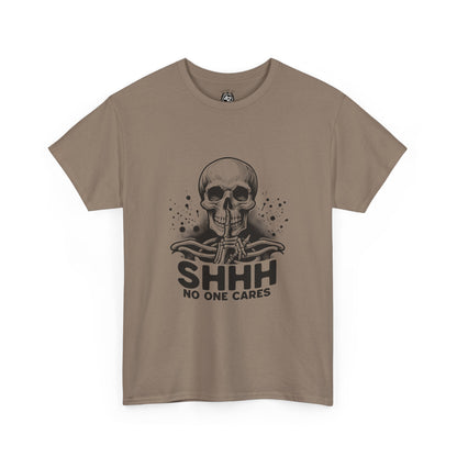 SHHH — No One Cares Skull Graphic Tee
