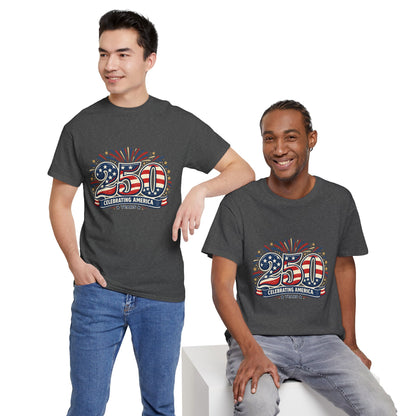 America 250 Patriotic T-Shirt — 250 Red White & Blue Celebration Tee